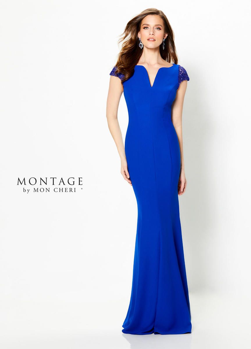 Beaded cap sleeve timeless gown, Color: Royal, Size: 14