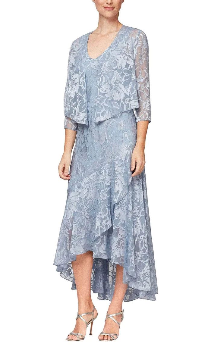 Floral high-low tulip hem dress, Color: Hydrangea, Size: 14