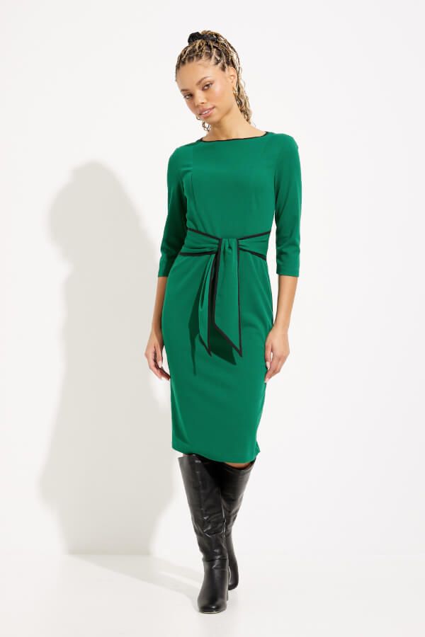 Contrast Trim dress, Color: Emerald/ Black, Size: 8