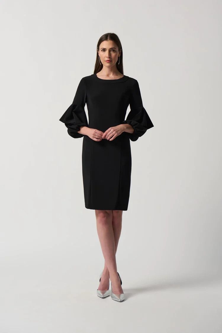 Ruffle sleeve dress, Color: Black, Size: 8