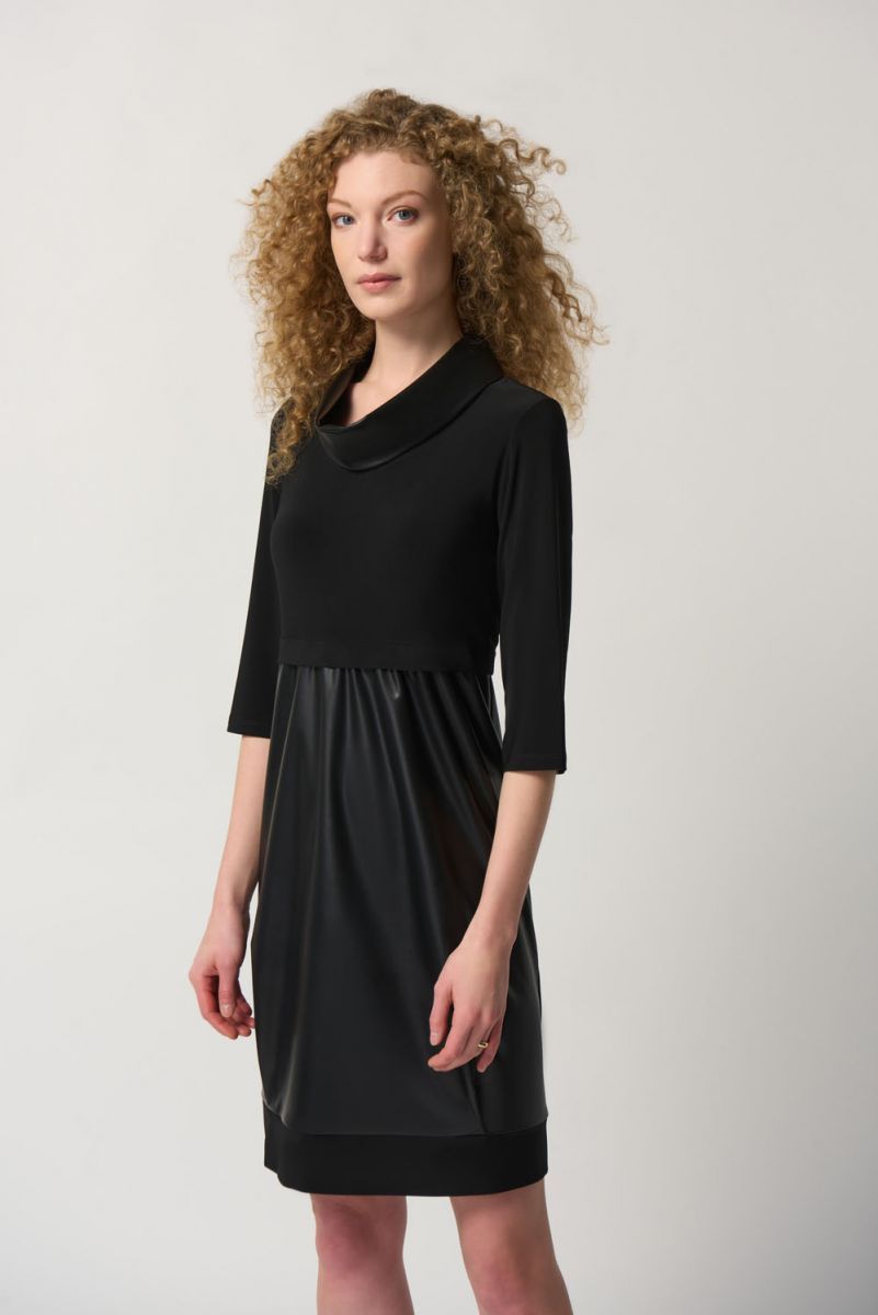 Faux leather cocoon dress , Color: Black, Size: 10