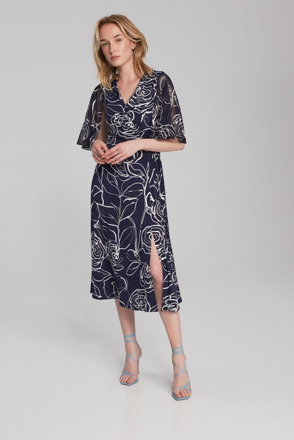 Abstract floral motif dress, Color: Midnight/ Vanilla, Size: 8