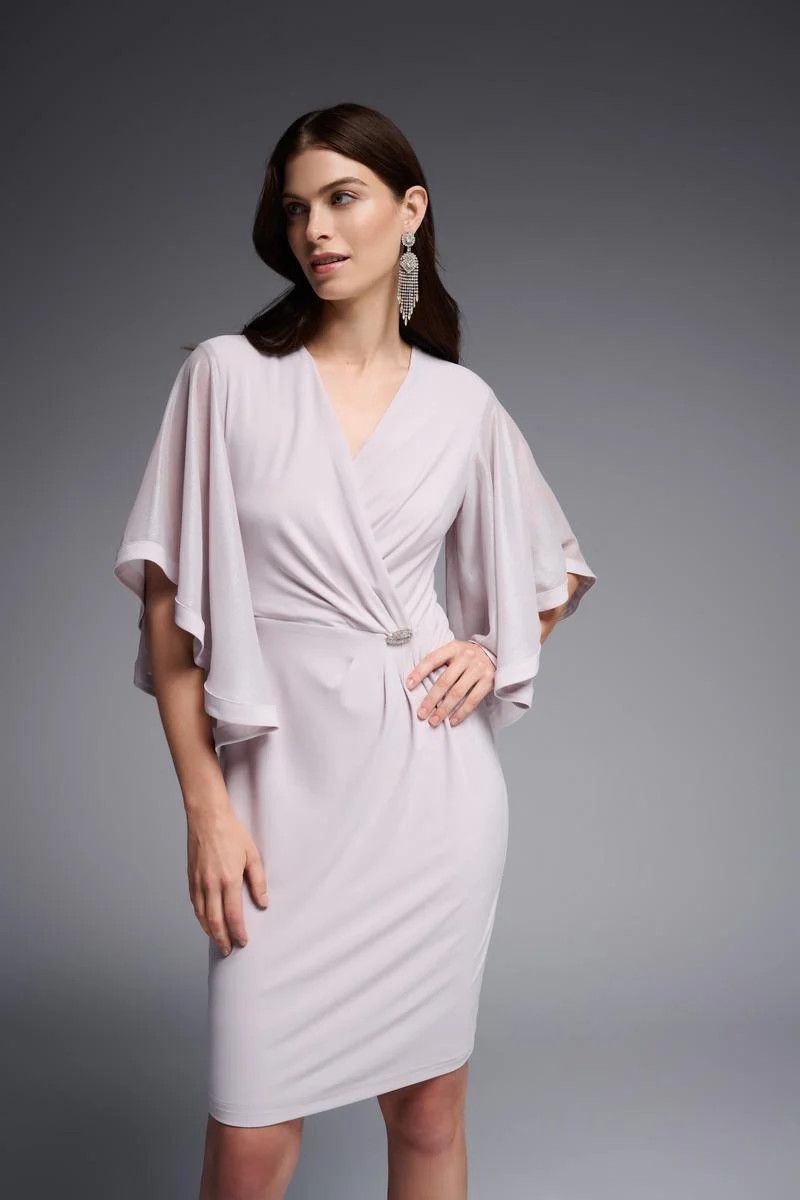 Sheath dress w/ flutter sleeve, Color: Pearl, Size: 10