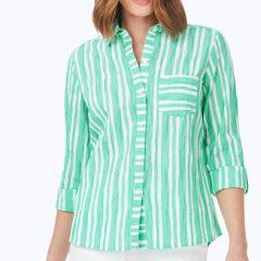 Hamptons stripe crinkle blouse, Color: Hamptons sea mist, Size: 10
