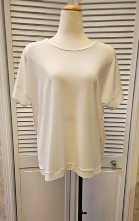 Scoop neck basic tee, Color: Vanilla, Size: 14