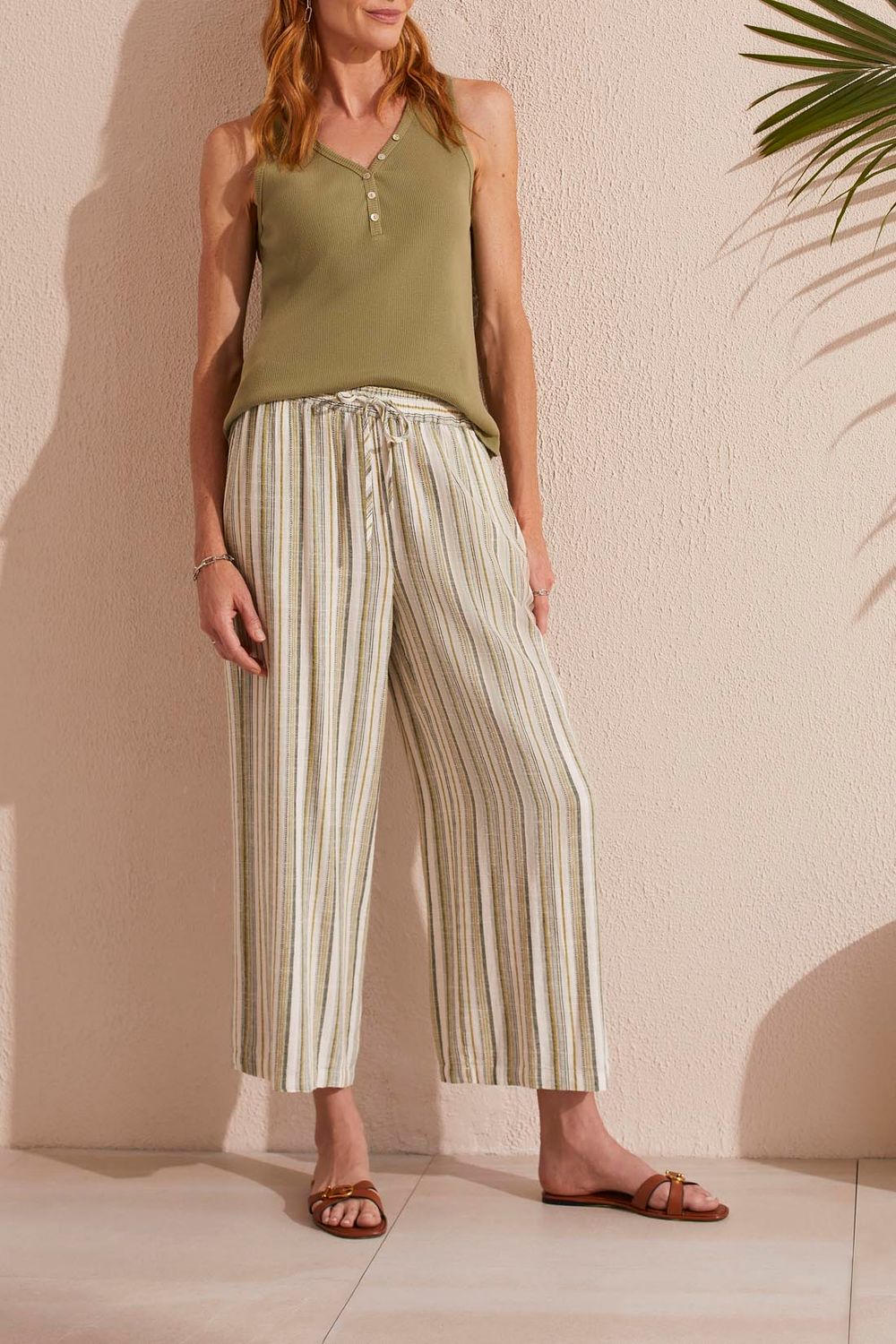 Flowy crop pant w/ drawcord, Color: Cactus, Size: S