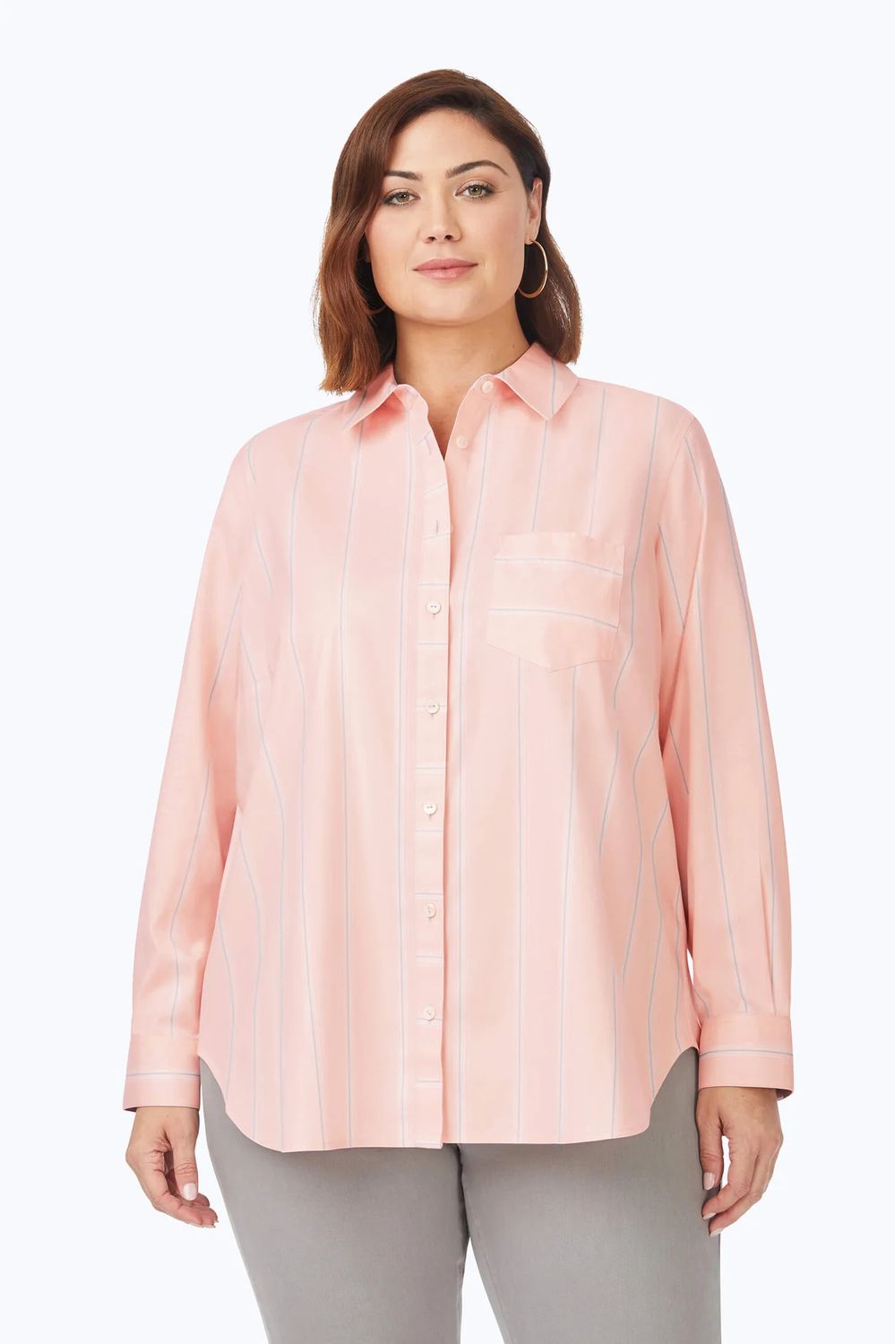 Plus boyfriend tunic blouse, Color: Pink Champagne, Size: 18W