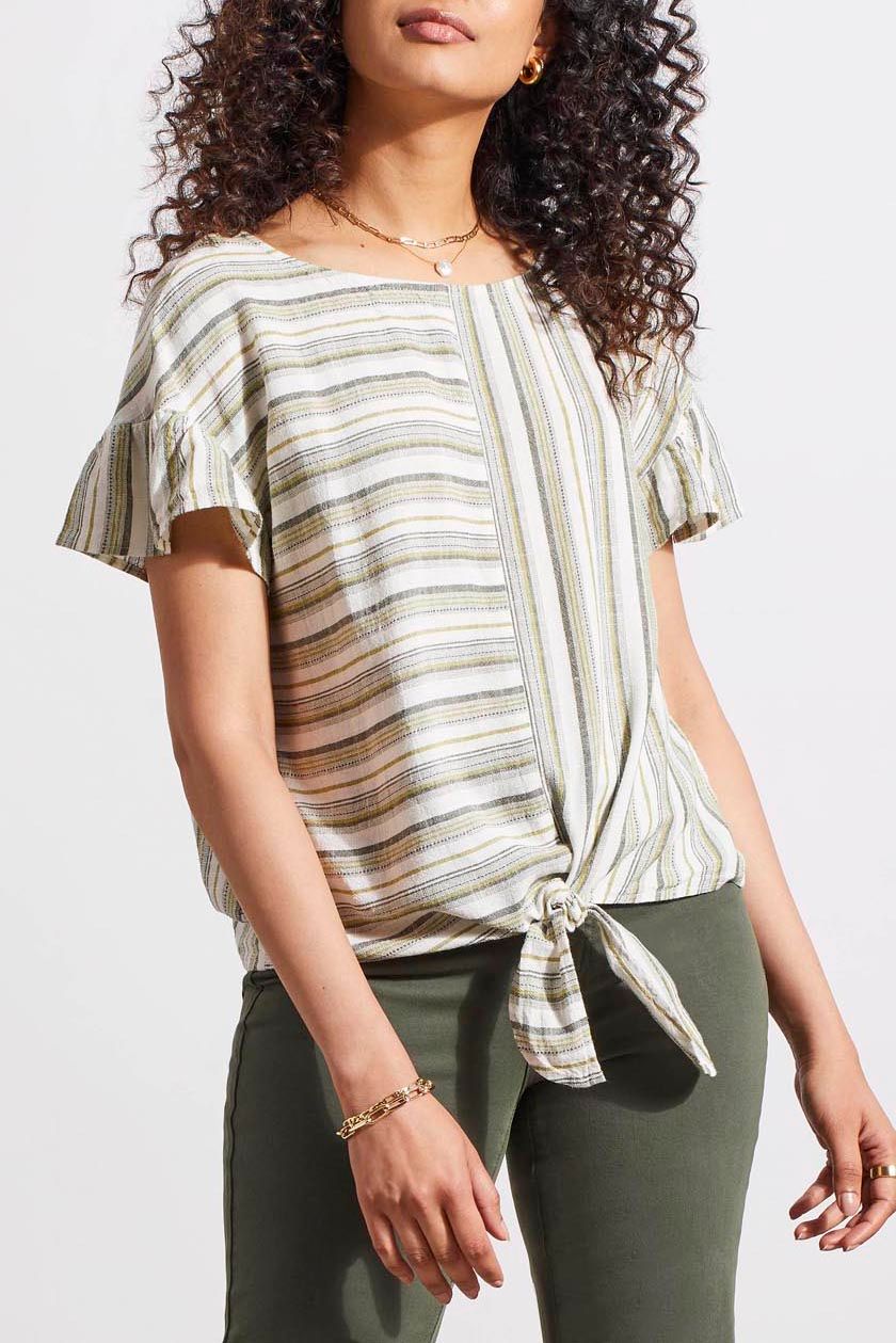 Tie front blouse, Color: Cactus, Size: S