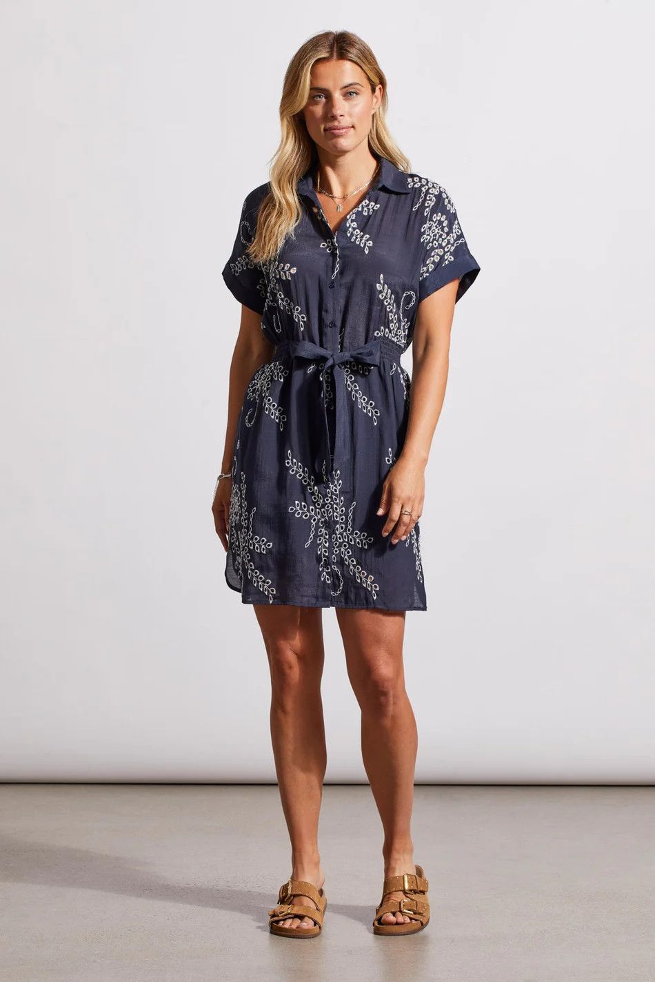 Embroidered button- up dress, Color: Jet Blue, Size: XS