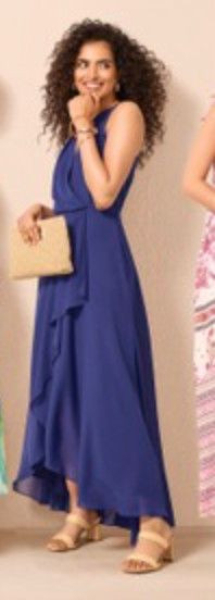 Halter high-hem dress, Color: Sapphire, Size: S