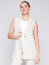 Tailored blazer vest , Color: Beige, Size: S