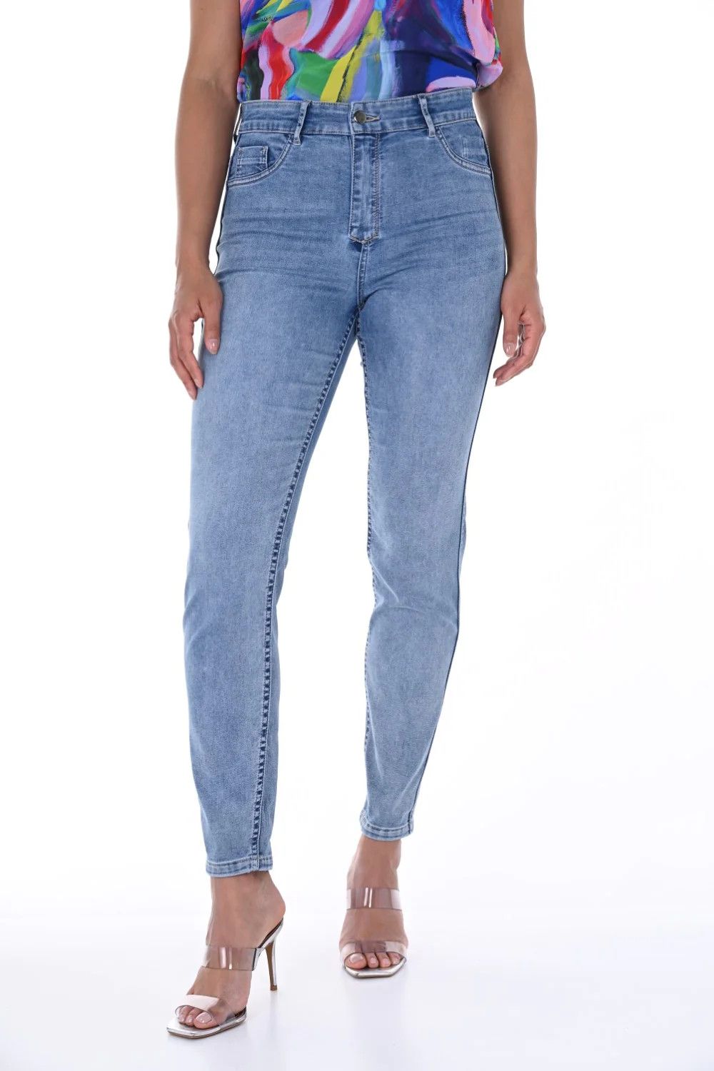 Floral print reversible  jean, Color: Denim/ Pink, Size: S