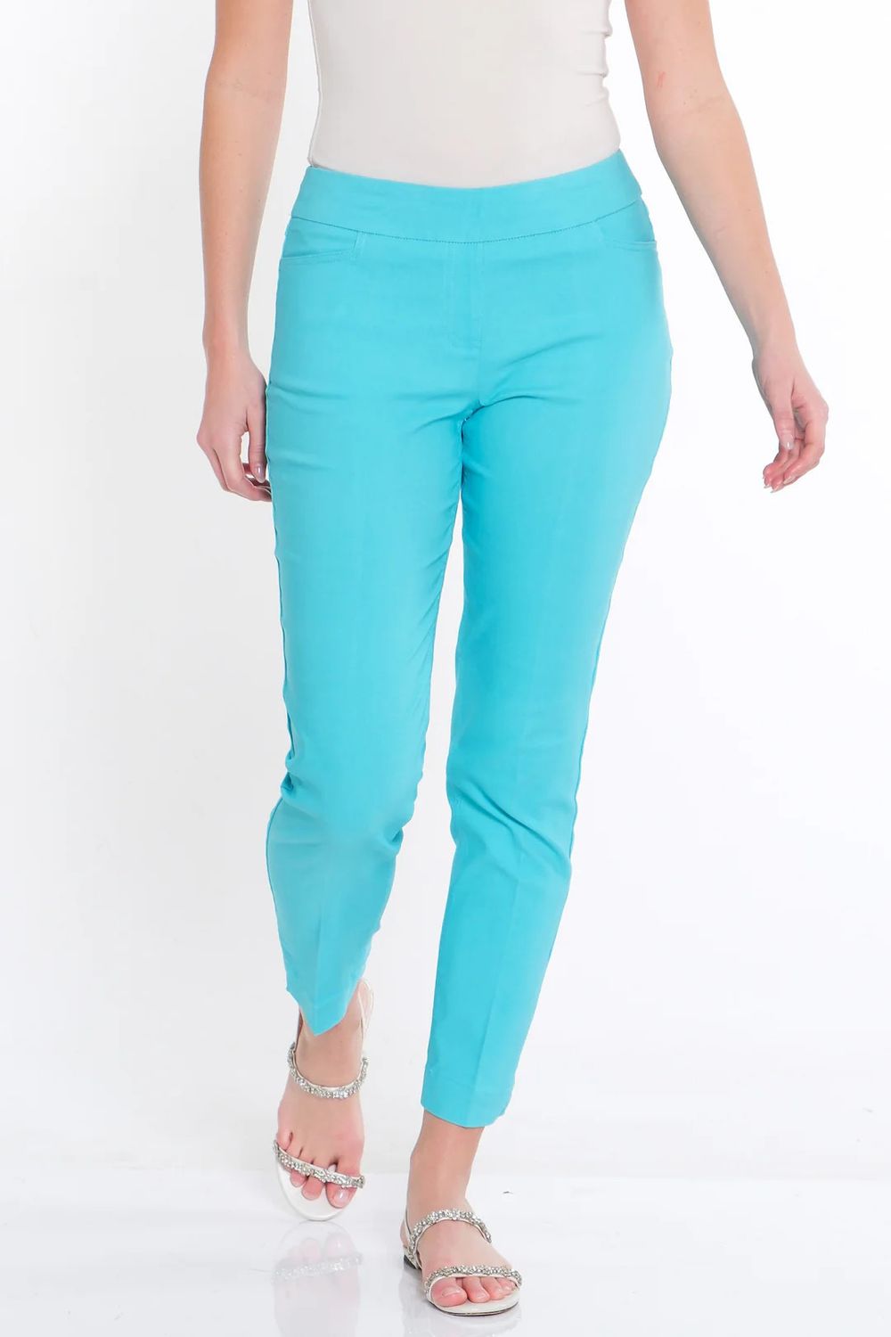 Pull-on pocket capri, Color: Aqua, Size: 8