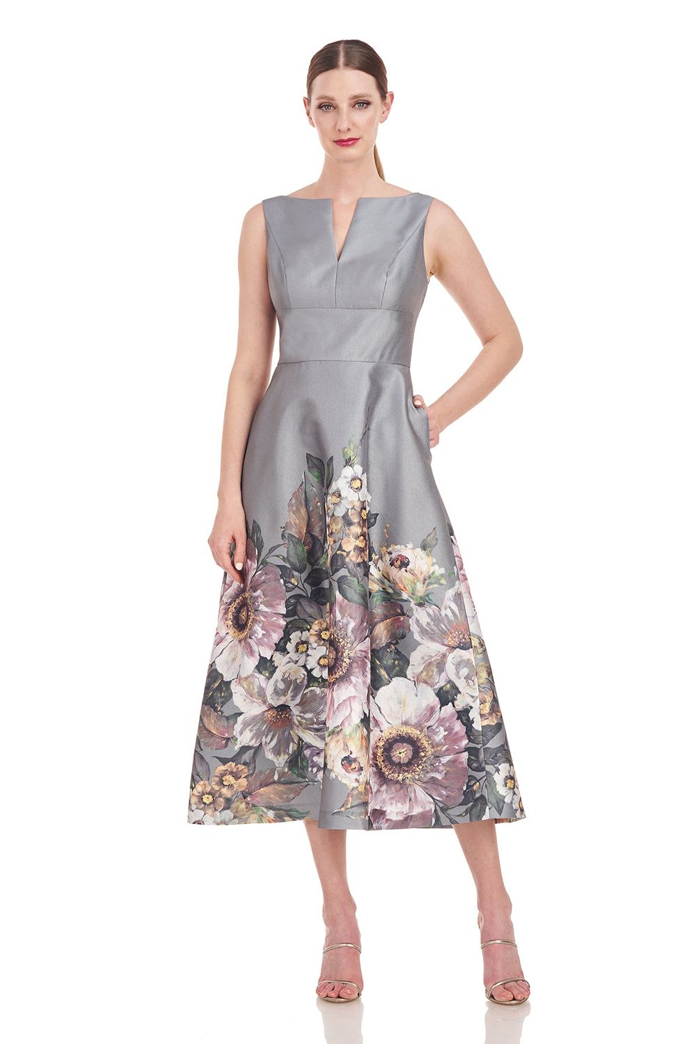 Bateau neck tea dress, Color: Sage Grey, Size: 6