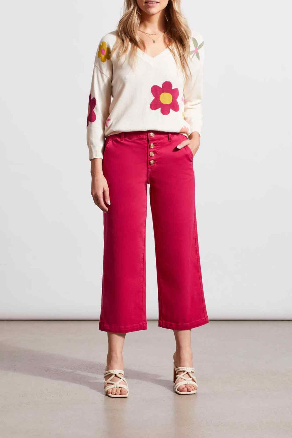 Button front wide leg jean, Color: Darquiri, Size: 8