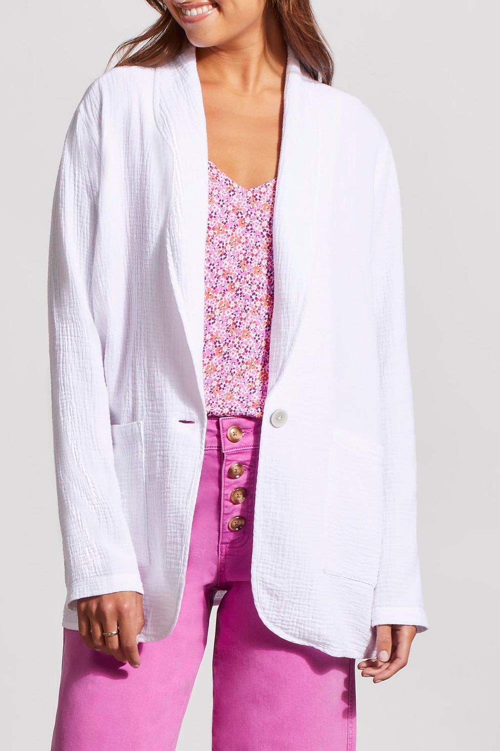 Shawl collar blazer , Color: White, Size: M