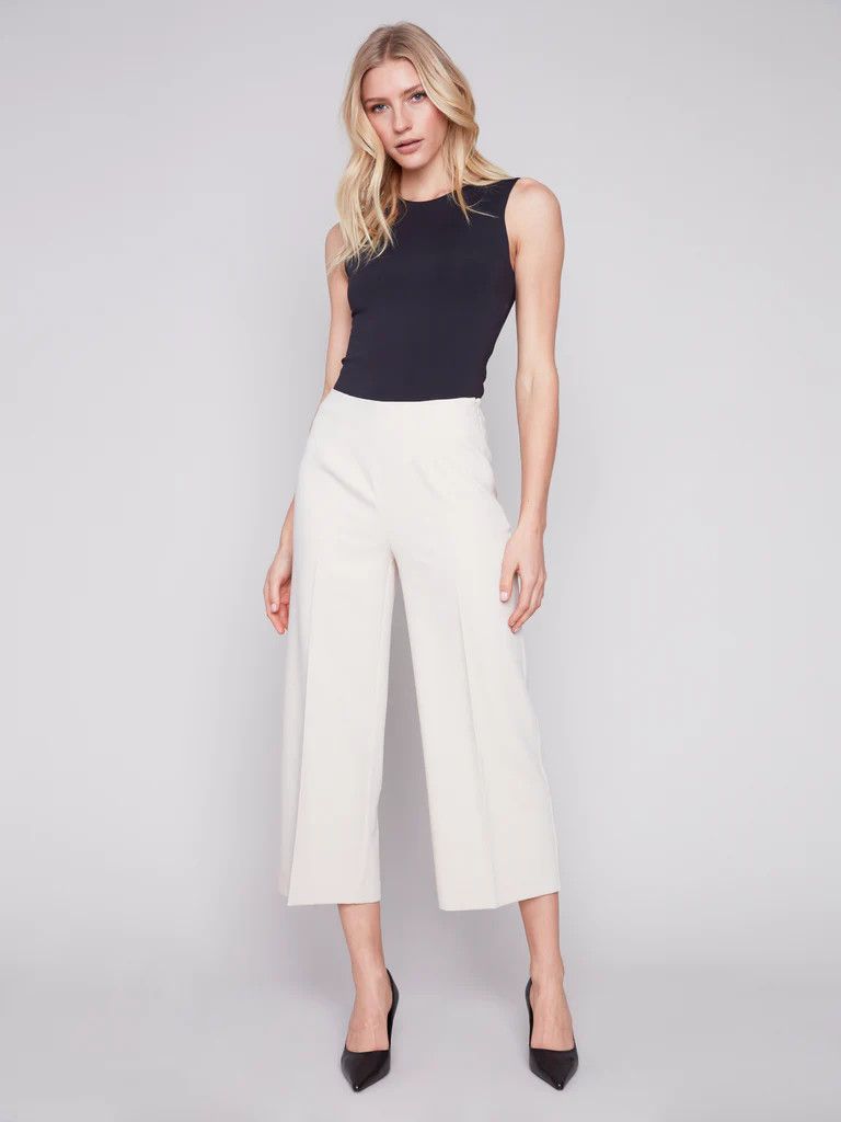 Wide leg capri, Color: Beige, Size: 6
