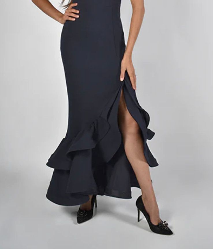 V-neck Double salsa dress, Color: Mid-night, Size: 8