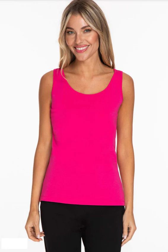 Jewel neck line cami, Color: Fuchsia, Size: S