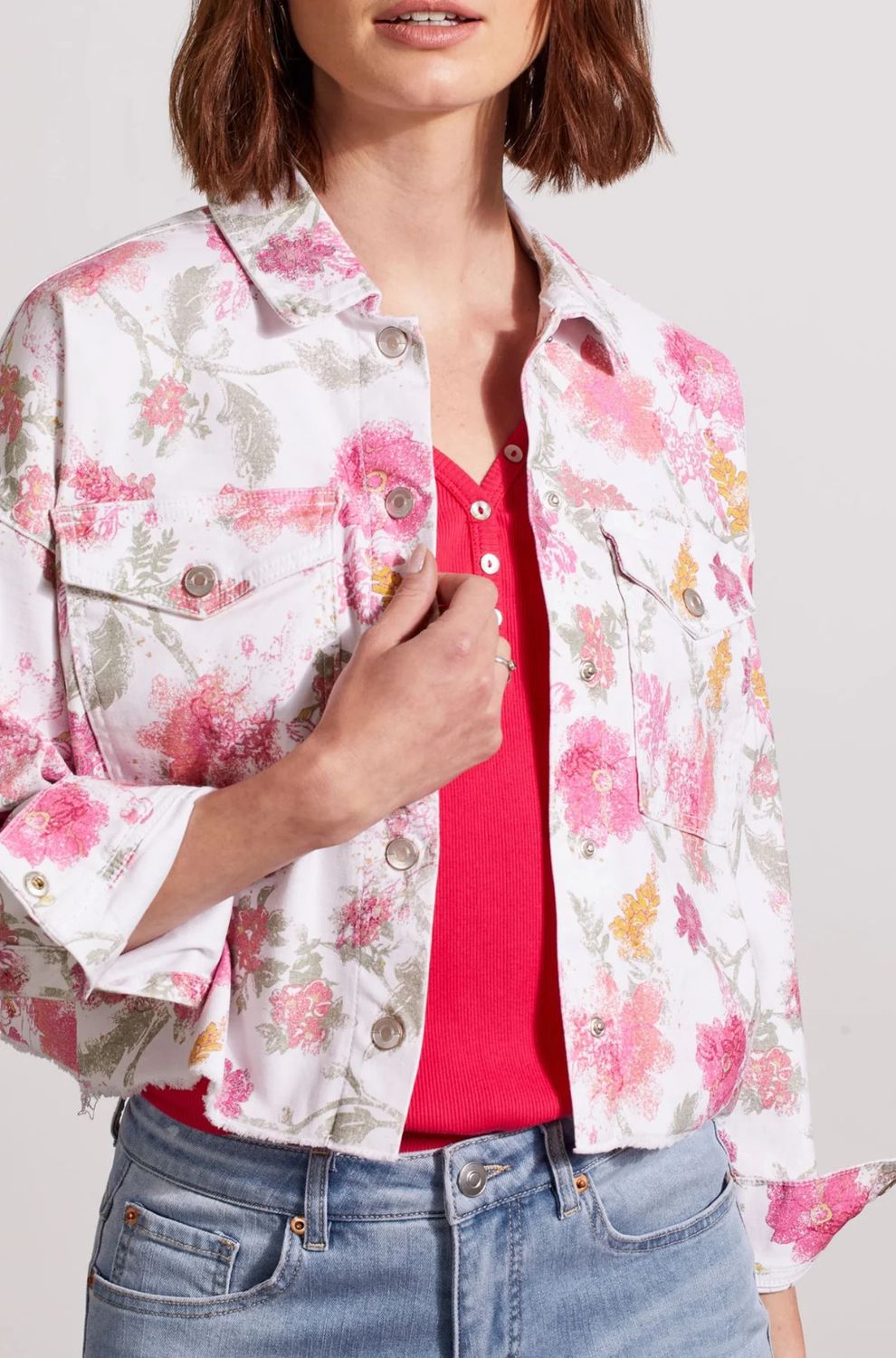 Floral crop jacket, Color: Daiquiri, Size: XS