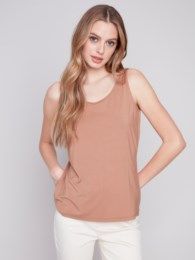 Reversible bamboo tank, Color: Dune, Size: S