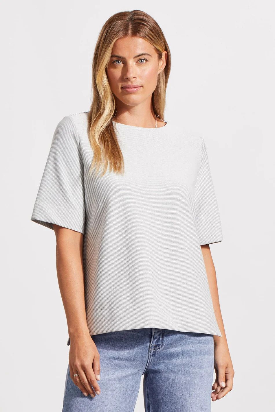 Boat neck elbow sleeve top, Color: Ebony, Size: S