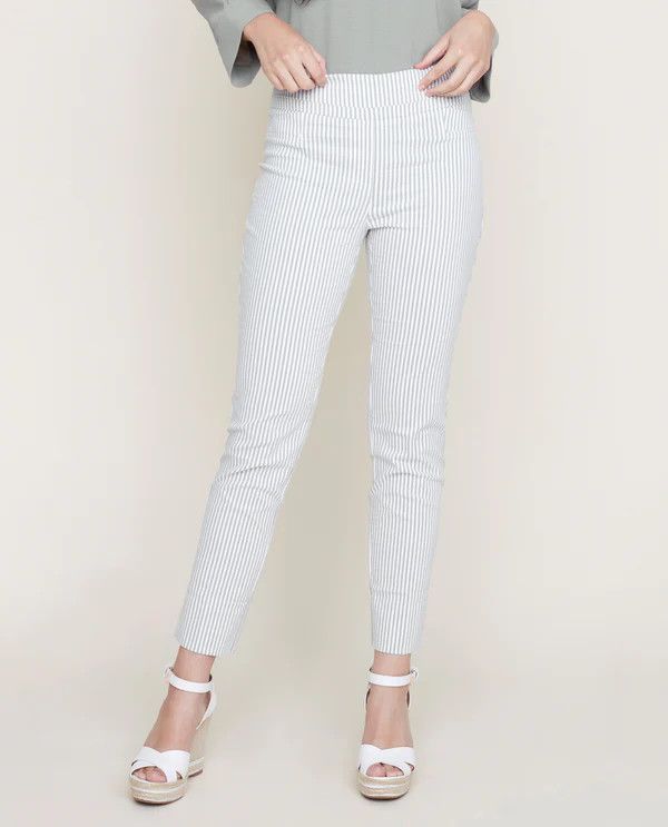 Seersucker stripe ankle pant, Color: Aloe, Size: 6