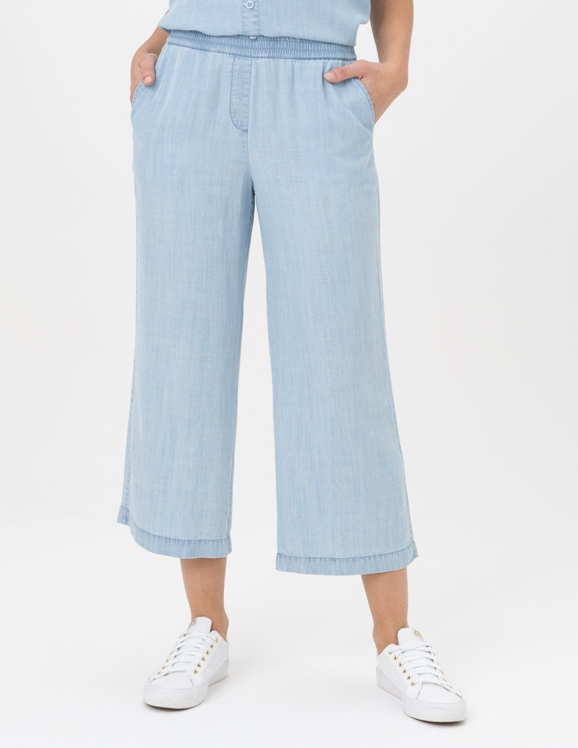 Wide leg crop pant, Color: Chambray, Size: S