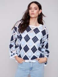 Diamond crochet top, Color: Marine Navy, Size: XS/ S