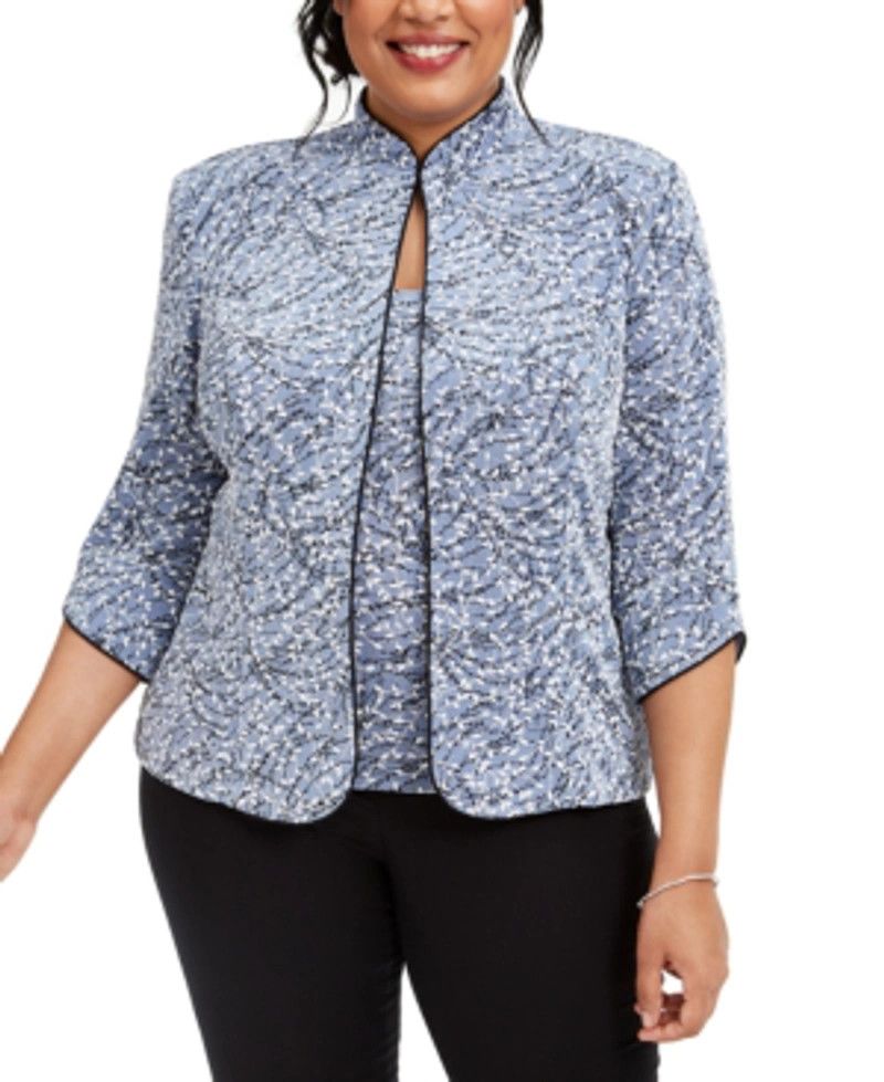 Plus sparkle print twin set, Color: Hydrangea, Size: 1X