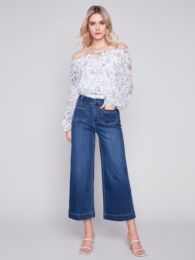 Crop wide leg jean, Color: Indigo, Size: 4