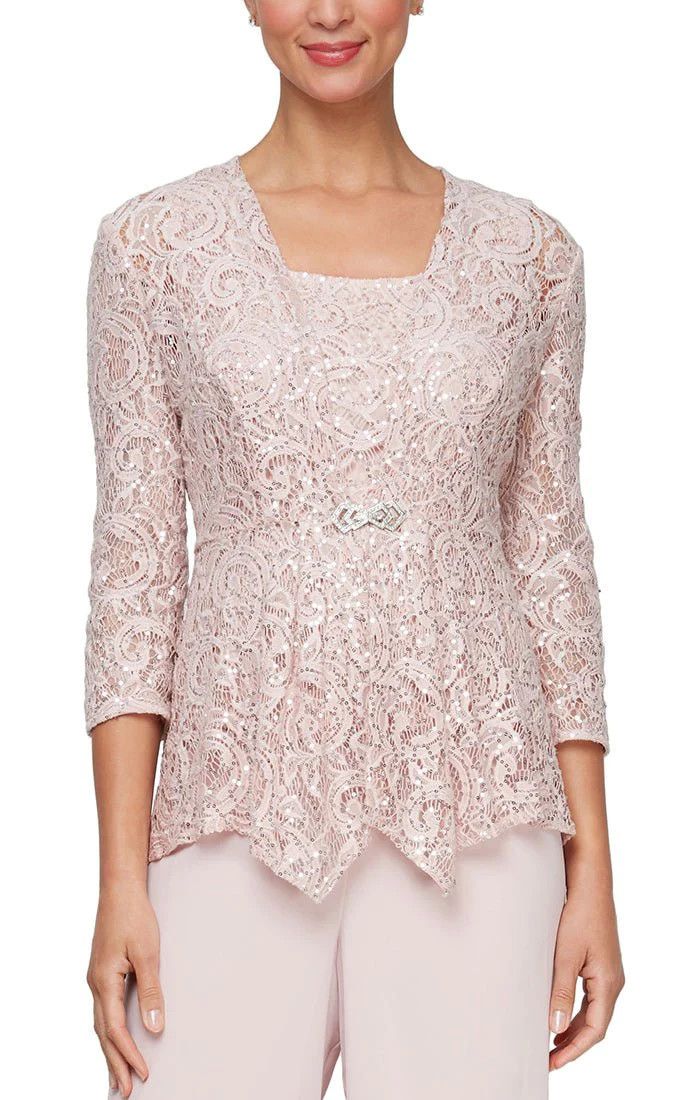 Sequin lace twin set, Color: Shell Pink, Size: S