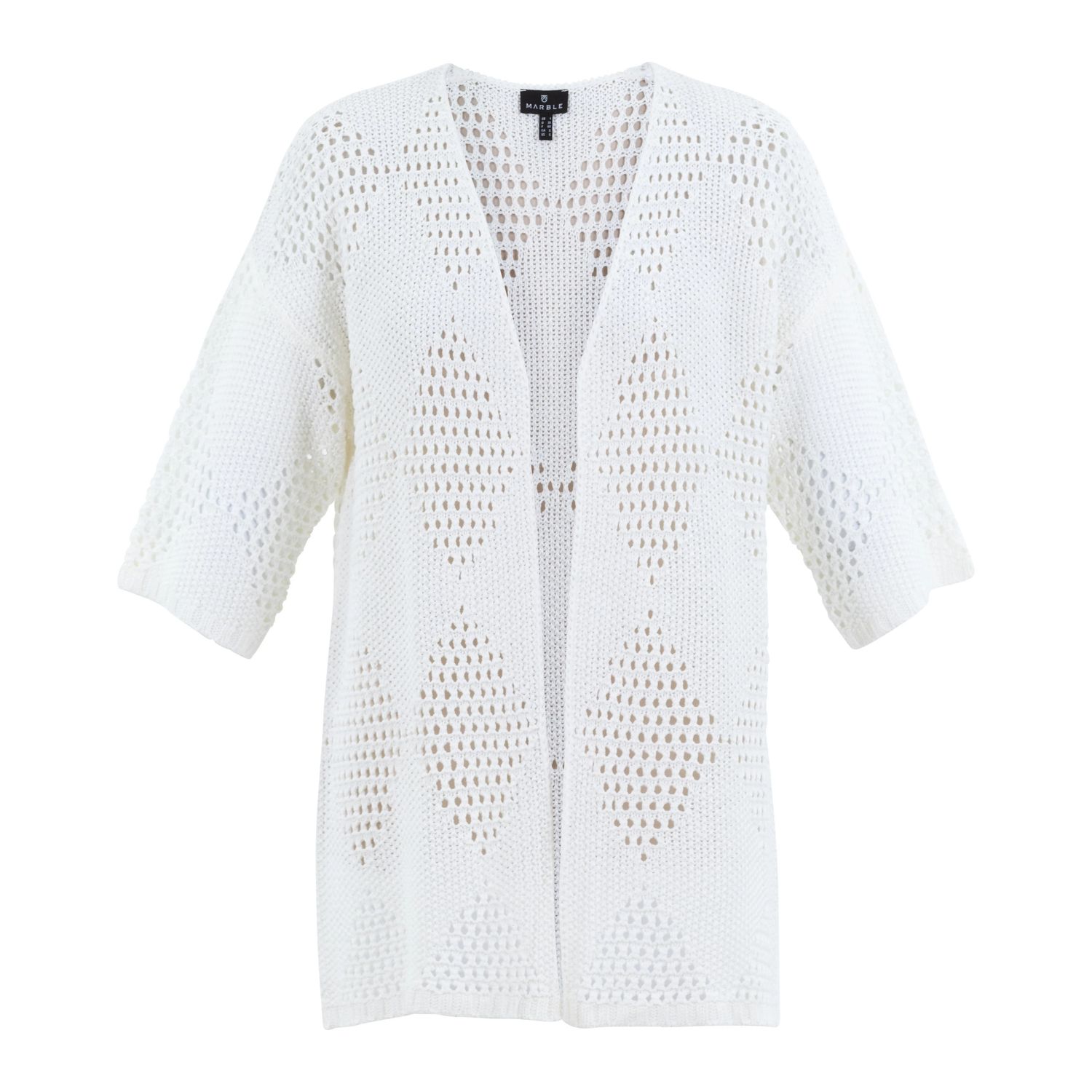 Pointelle knit cardi, Color: Ivory, Size: S