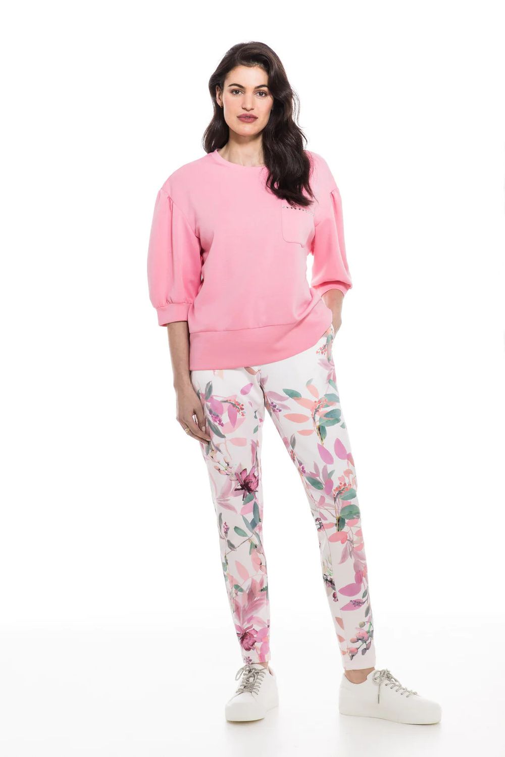 Floral print cotton pant , Color: Light pink, Size: M