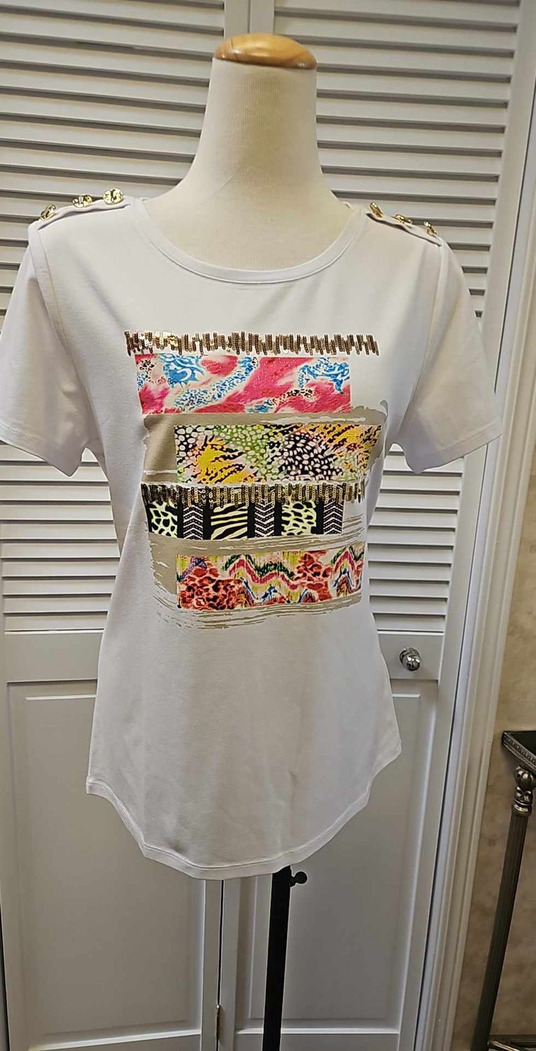 Fashion print T-shirt, Color: Multi, Size: M