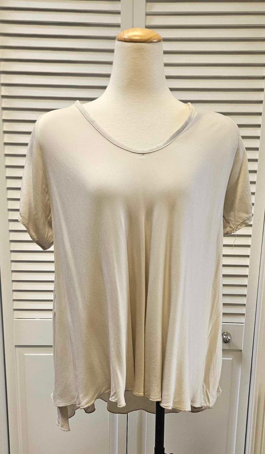 High-low hem t-shirt, Color: Stone, Size: S