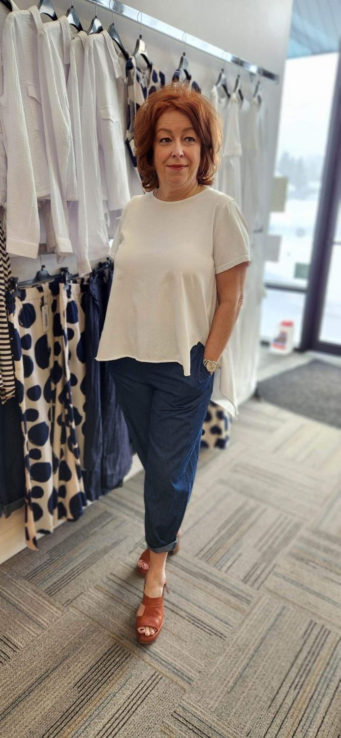 Tunic t-shirt, Color: Beige, Size: S