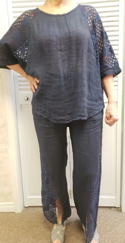 100% LINEN  Navy 2pc