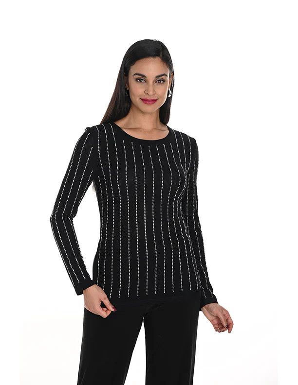 Mesh silver embellished top, Color: Black/ Silver, Size: XS