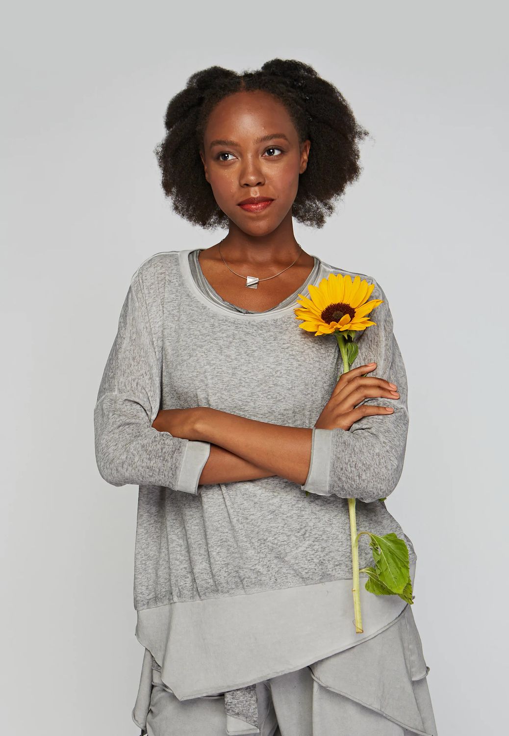 Mesh knit top, Color: Stone, Size: 1
