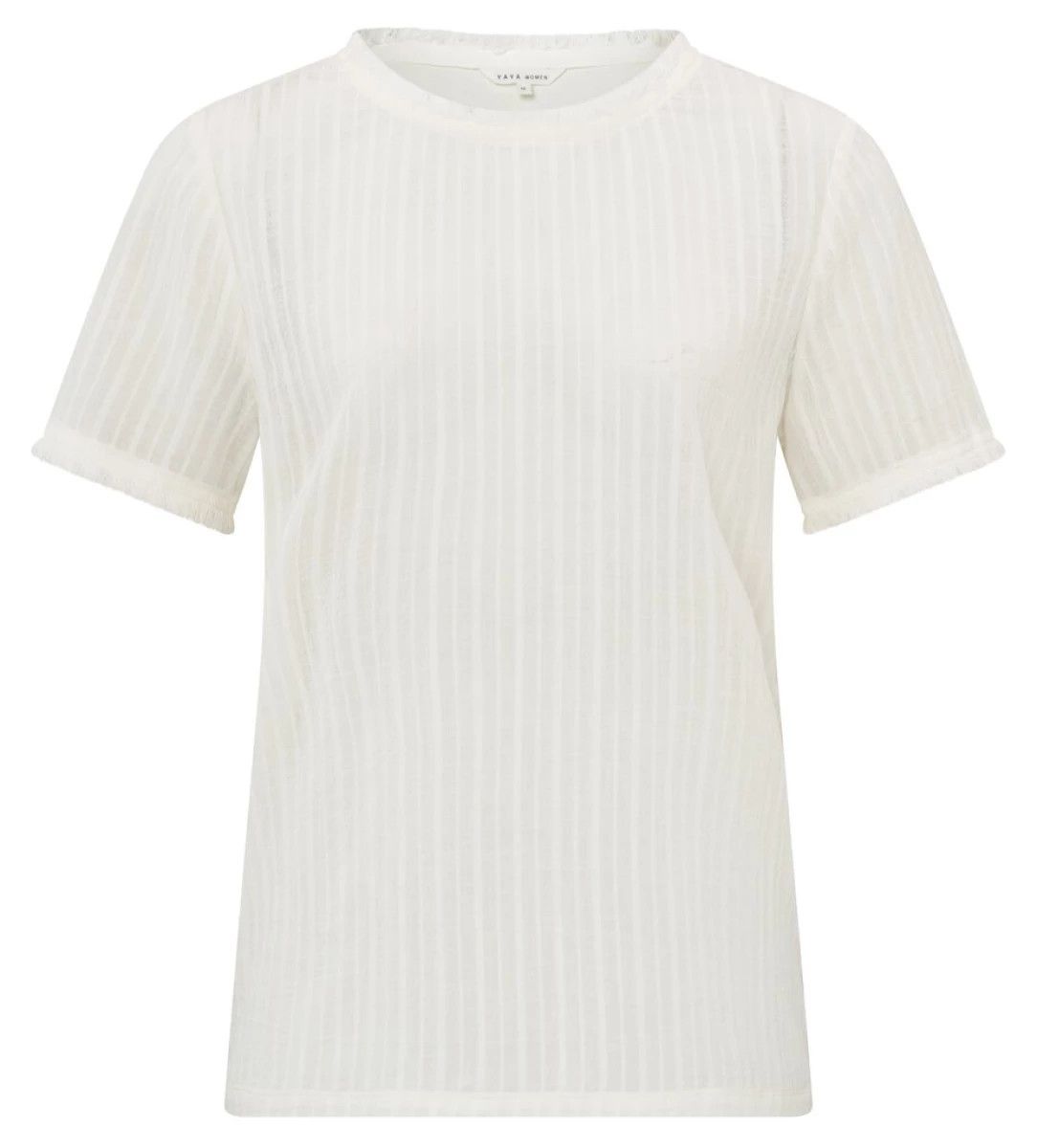 Cotton tee w/ fringe hem , Color: Ivory, Size: 6