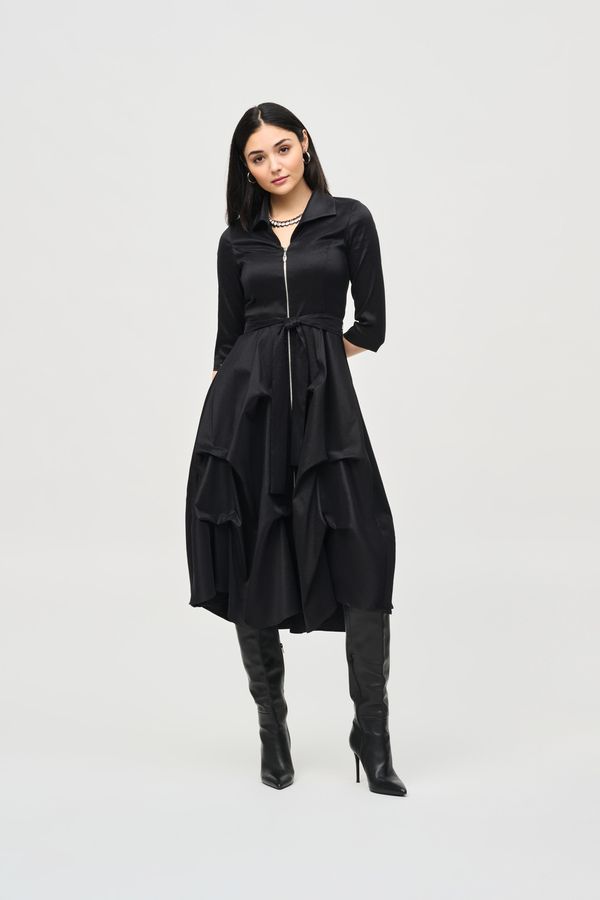 Ruffle cut- away neck midi, Color: Black, Size: 8
