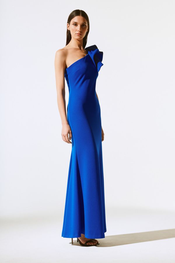 One flutter sleeve mermaid dress, Color: Royal, Size: 6
