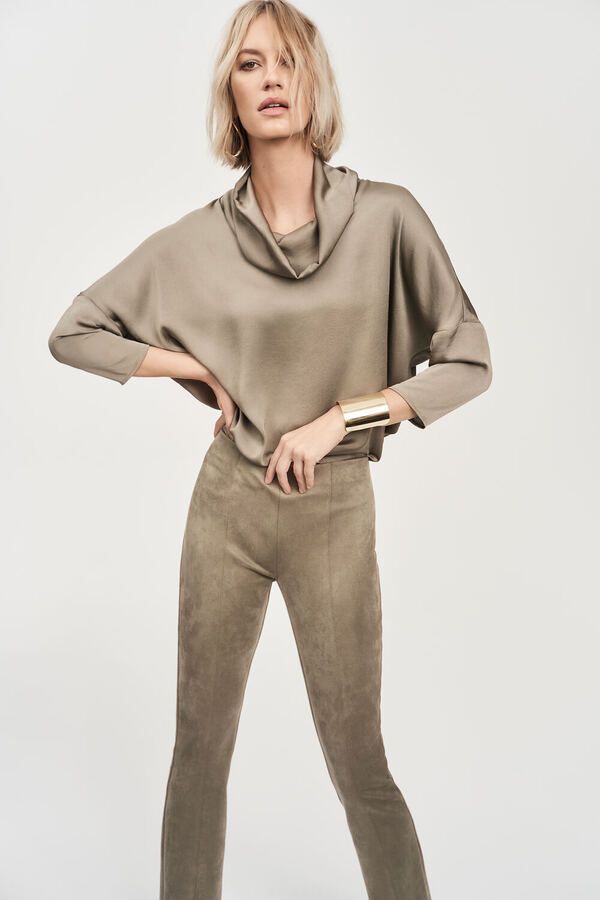 Satin cowl neck top, Color: Java, Size: 4
