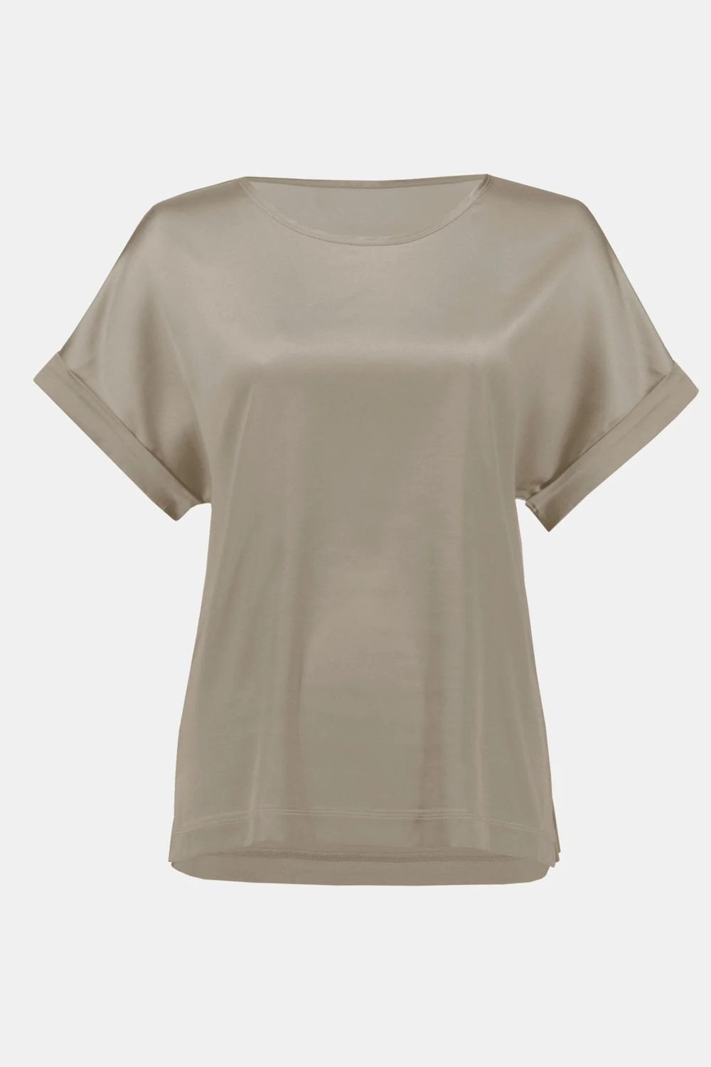 Satin front tee, Color: Dune, Size: S