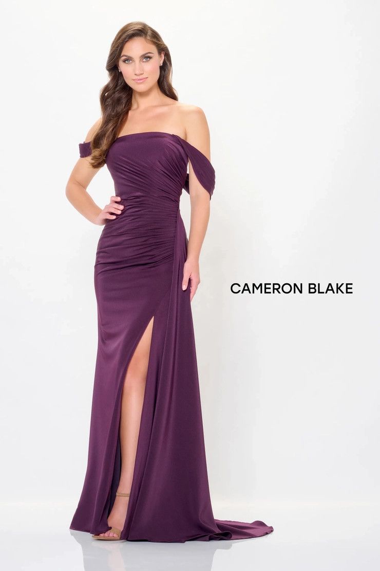 Draped sleeve ruched bodice gown, Color: Egg Plant, Size: 12