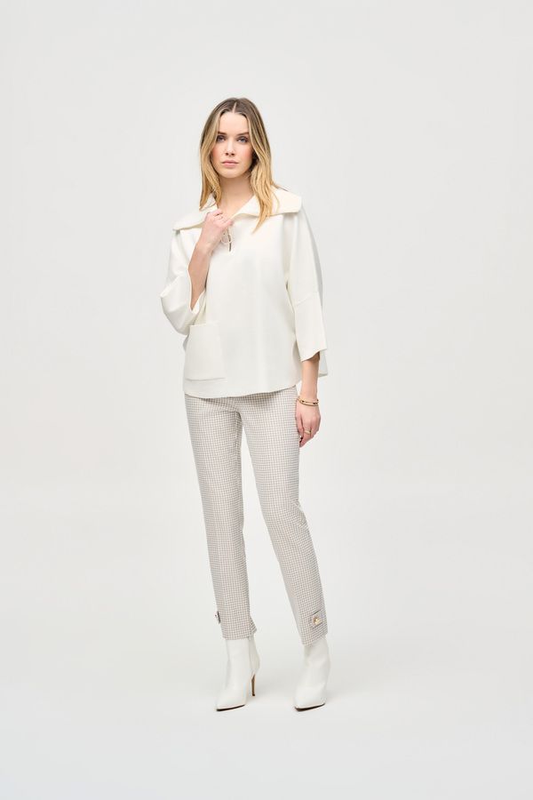 Bohemian houndstooth print pant, Color: Beige/ Ivory, Size: 4