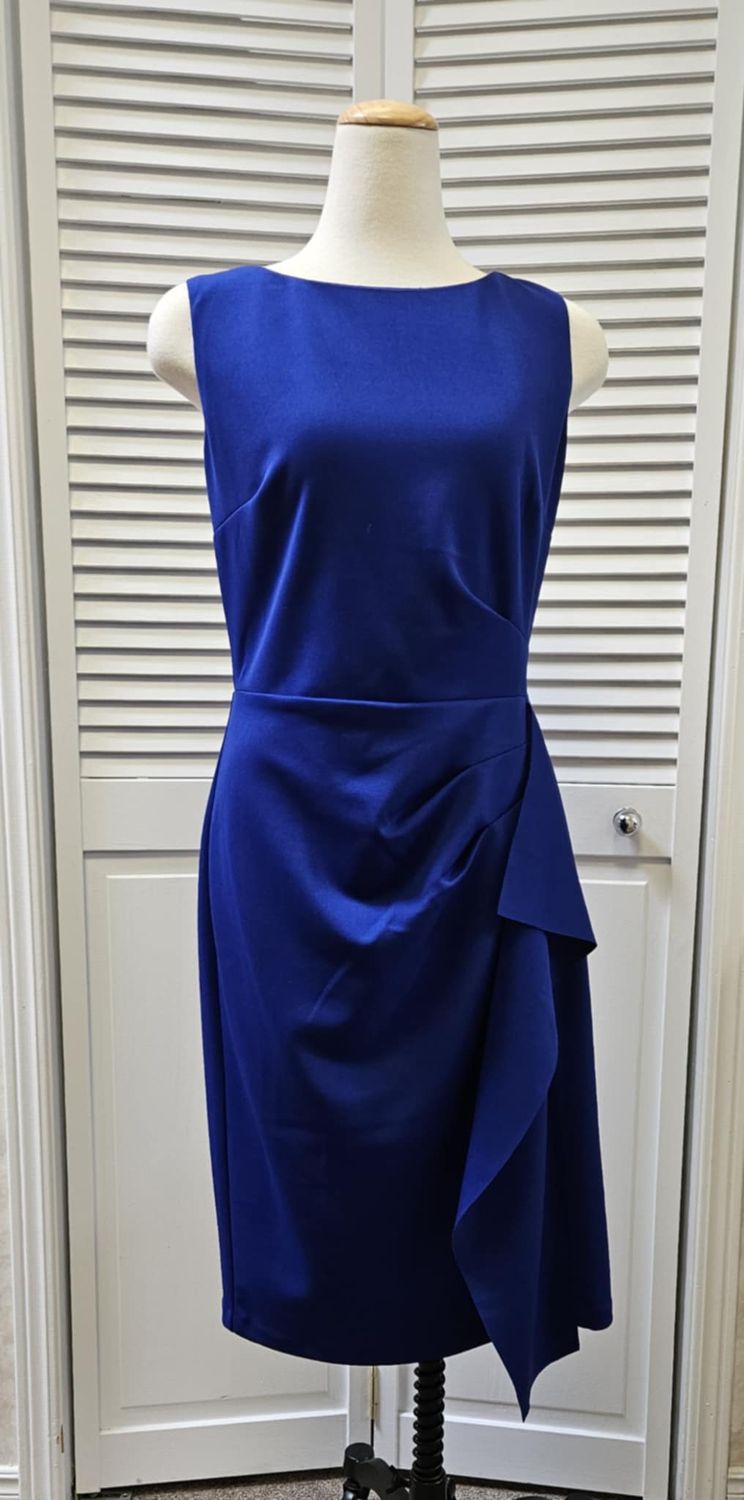 Ruffle fitted dress, Color: Royal, Size: S