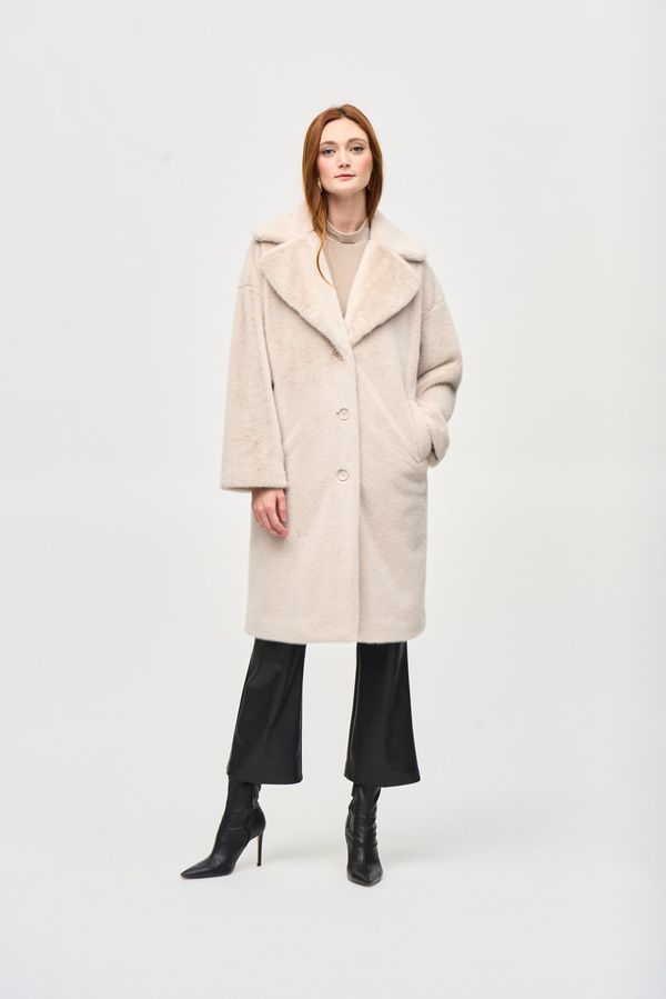 Faux fur straight coat , Color: Cream, Size: S