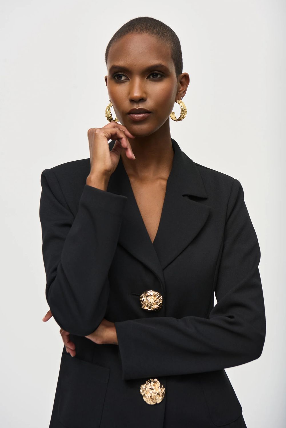 Fitted blazer w/ gold exquisite buttons, Color: Black, Size: 8
